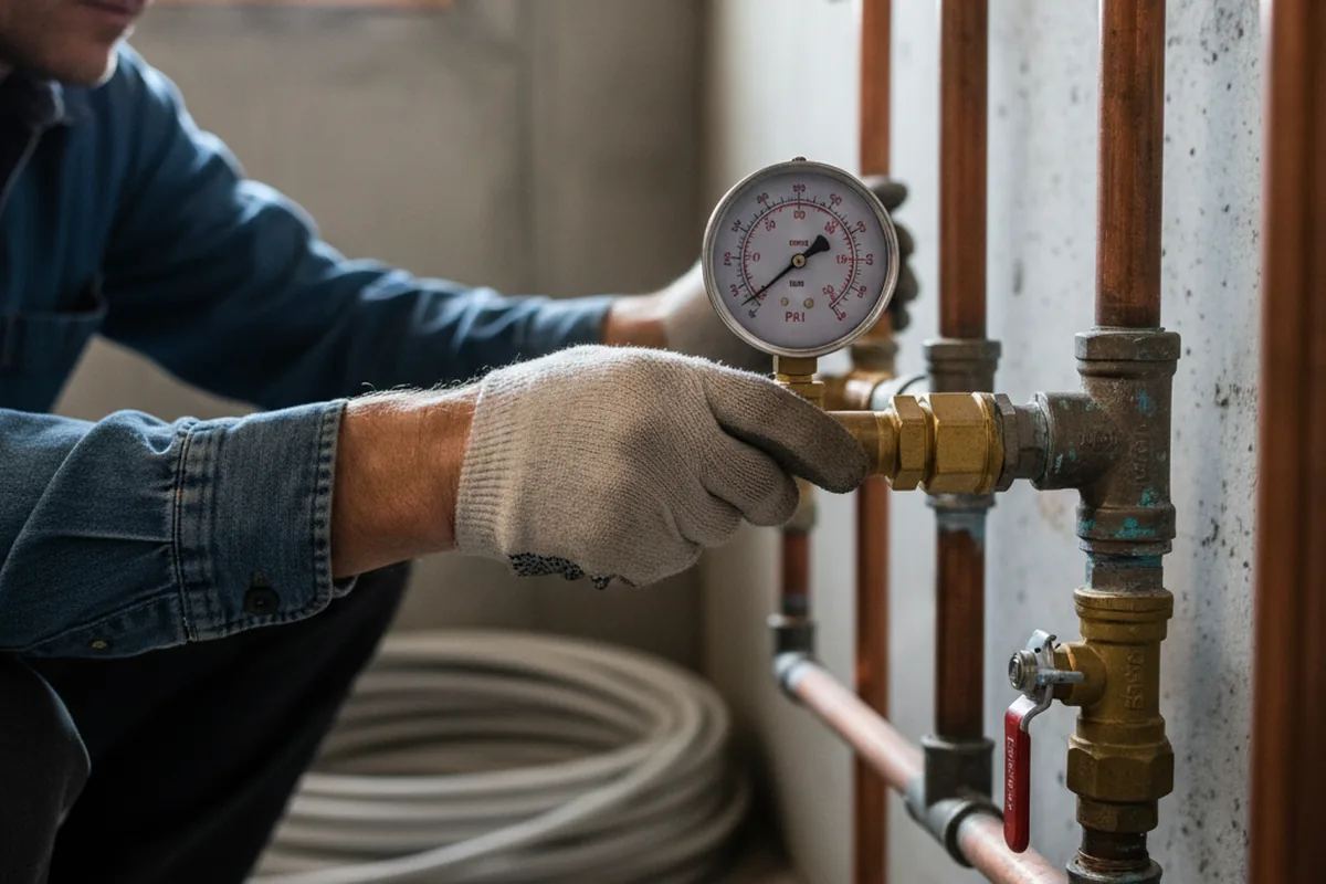 Pressure testing a repaired line during Water Line Repair in Washburn